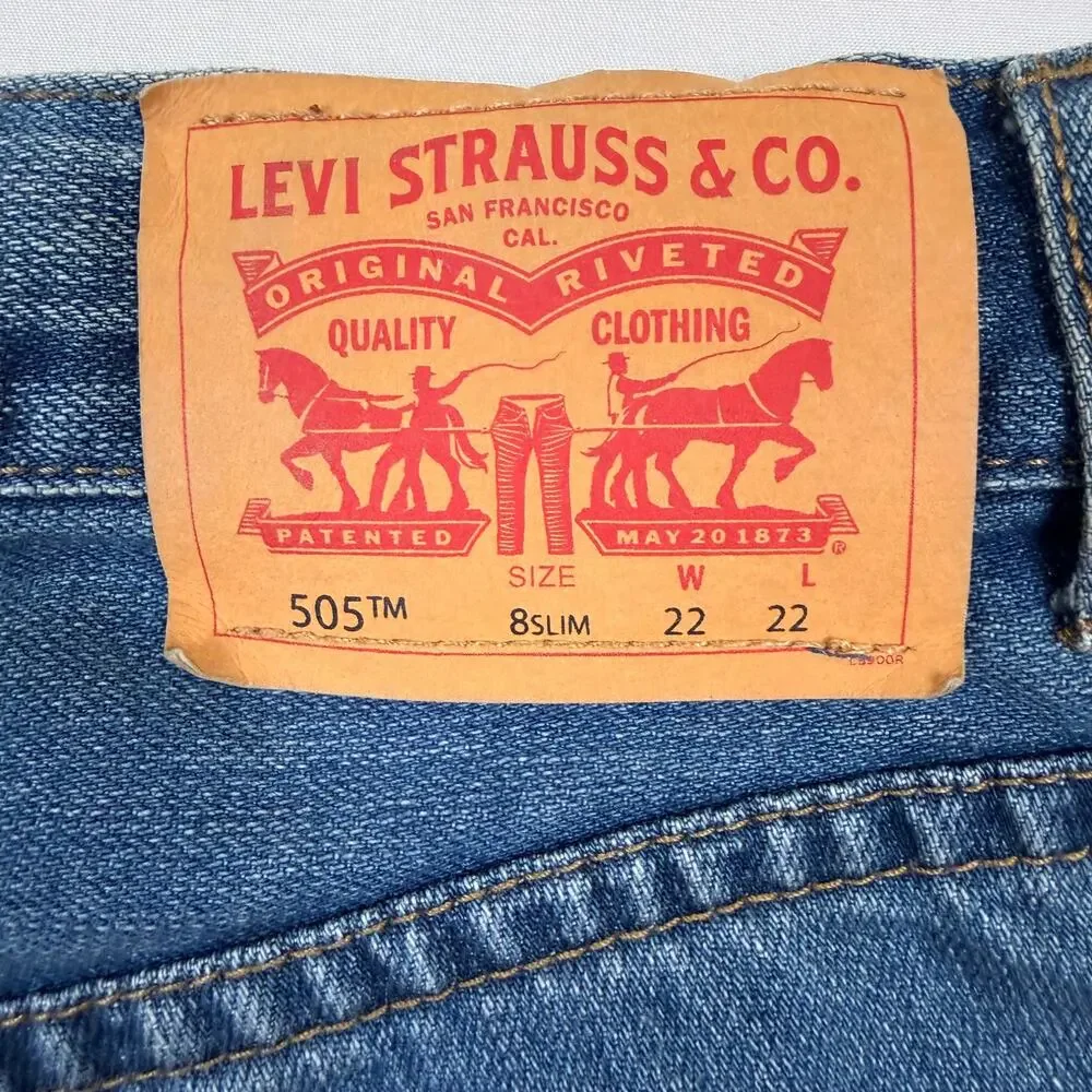 Vintage Levi's 505 Regular Fit Straight Leg Jeans Orange Tab